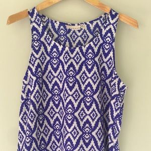 Kenar Blue/Purple Ikat Sleeveless Blouse